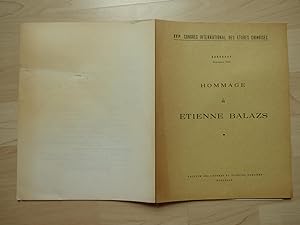 XVIe congres international des études chinoises, Bordeau Septembre 1964. Hommage à Etienne Balazs...