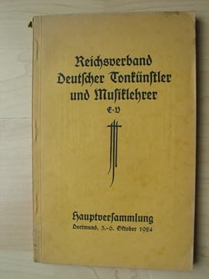 Festbuch Hauptversammlung 1924 Reichsverband Deutscher Tonkünstler