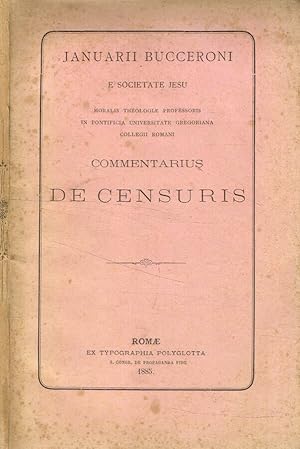 Bild des Verkufers fr Commentarius De censuris zum Verkauf von Biblioteca di Babele