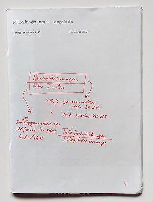 Immagine del venditore per Edition Hansjorg Mayer - Verlagsverzeichnis 1980 / Catalogue 1980 venduto da Concept Books