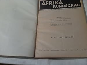 Afrika Rundschau , HG Afrika Verein Hamburg - Bremen 4 Jahrgang 1938 / 39