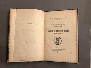 De la littérature populaire en France. Recherches sur les origines et les variations de la légend...