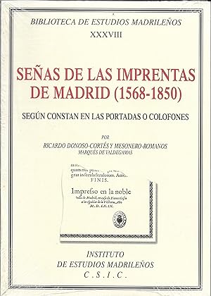 Bild des Verkufers fr Seas de las imprentas de Madrid (1568-1850) zum Verkauf von CA Libros