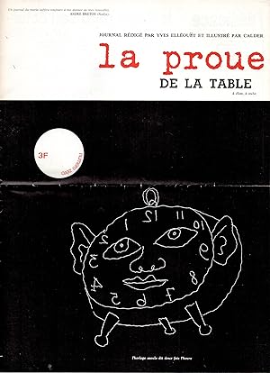 Seller image for LA PROUE DE LA TABLE. Journal rdig par Yves Ellout et illustr par Calder. for sale by Librairie Jean-Yves Lacroix