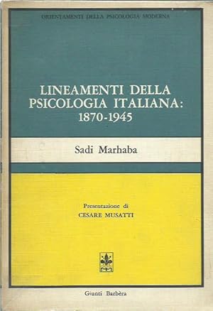 Imagen del vendedor de Lineamenti della psicologia italiana: 1870-1945 a la venta por Booklovers - Novara