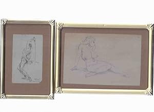 Seller image for ORIGINAL ART: Two Sketches By Roy Krenkel ( Swordsman ( John Carter of Mars ? ) /and/ large breasted nude woman ) for sale by Leonard Shoup