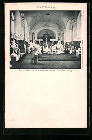 Ansichtskarte Ganzsache PP9C9 /02: Dresden, Internationale Kunst-Ausstellung 1897, Innenansicht d...