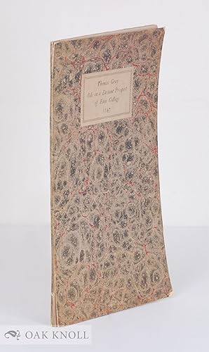 Imagen del vendedor de ODE ON A DISTANT PROSPECT OF ETON COLLEGE, 1747.|AN a la venta por Oak Knoll Books, ABAA, ILAB