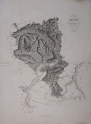 Canton du Tessin. Kupferstich-Karte v. C. Dyonnet nach Charles Duvotenay aus "Atlas géographique,...