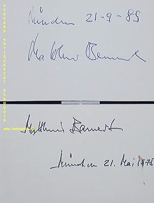 Bild des Verkufers fr 2 eigenhndig signierte und datierte Autogrammkarten. zum Verkauf von Antiquariat Bebuquin (Alexander Zimmeck)