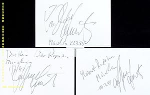 Imagen del vendedor de 3 eigenh�ndig signierte und datierte Autogrammkarten. a la venta por Antiquariat Bebuquin (Alexander Zimmeck)