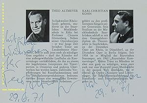 Seller image for 2 eigenhndige Signaturen auf Programmheft. for sale by Antiquariat Bebuquin (Alexander Zimmeck)