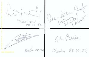 Bild des Verkufers fr 4 eigenhndig signierte und datierte Autogrammkarte. zum Verkauf von Antiquariat Bebuquin (Alexander Zimmeck)