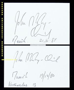 Bild des Verkufers fr 2 eigenhndig signierte und datierte Autogrammkarten. zum Verkauf von Antiquariat Bebuquin (Alexander Zimmeck)