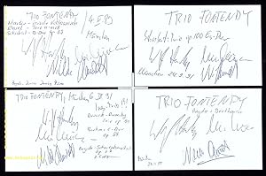 Bild des Verkufers fr 4 eigenhndig von allen signierte und datierte Autogrammkarten. zum Verkauf von Antiquariat Bebuquin (Alexander Zimmeck)