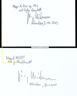 Bild des Verkufers fr 2 eigenhndig signierte und datierte Autogrammkarten. zum Verkauf von Antiquariat Bebuquin (Alexander Zimmeck)