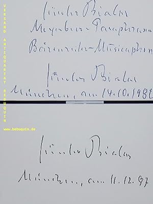 Seller image for 2 eigenhndig signierte Autogrammkarten. . for sale by Antiquariat Bebuquin (Alexander Zimmeck)
