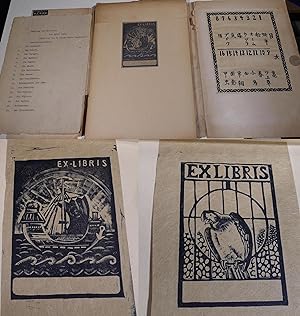 Exlibris Holzschnitte Japan // Seltenes Exlibris-Mappenwerk von Ryuki Otani. Die 16 kleinen Holzs...
