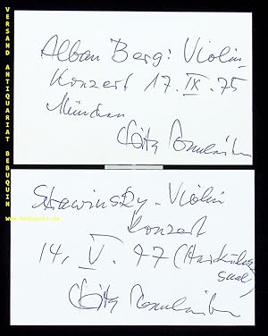 Bild des Verkufers fr 2 eigenhndig signierte und datierte Autogrammkarte. zum Verkauf von Antiquariat Bebuquin (Alexander Zimmeck)