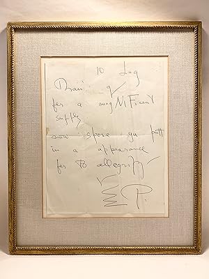 A letter signed Pencil 6 lines in Pound's usual language. Very good , folds, framed 8 1/2" x 11"