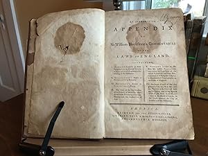 Seller image for An Interesting Appendix to Sir William Blackstone's Commentaries on the Laws of England. for sale by ROBIN RARE BOOKS at the Midtown Scholar