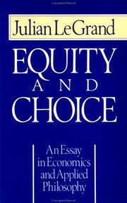 Imagen del vendedor de Equity and Choice: An Essay in Economics and Applied Philosophy a la venta por Katsumi-san Co.