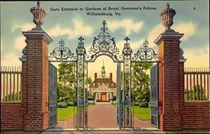Image du vendeur pour Ansichtskarte / Postkarte Williamsburg Virginia USA, Gardens of Royal Governor's Palace mis en vente par akpool GmbH