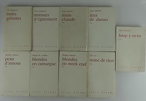 Imagen del vendedor de Runion de 9 titres de la collection Srie Blonde. Yan Sampierre : Indes galantes. Yvan Audouard : Minutes d'garement. Ange Gabrielli: Main chaude. Jeux de dames. Loup y es-tu ? Jean Lec : Mine de rien. Philippe Massard : Blondes en week-end. Manuel de Cuebbas : Blondes en Camargue. Melchior Deleuze : Peau d'amour. a la venta por Librairie Christian Chaboud