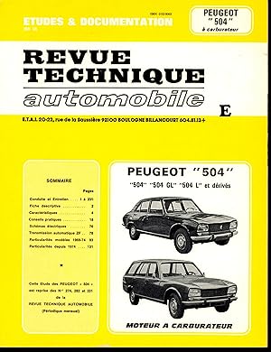 Revue technique automobile : Peugeot 504, 504 GL, 504 L,et dérivés