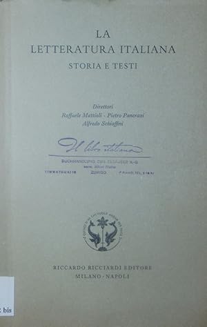 Bild des Verkufers fr La letteratura italiana. Storia e testi: [Prospekt]. zum Verkauf von Antiquariat Bookfarm