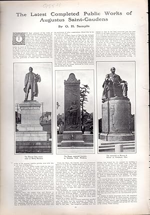 Image du vendeur pour PRINT: "The Latest Completed Public Works of Augustus Saint-Gaudens".story & photoengravings from Harper's Weekly, March 27, 1909 mis en vente par Dorley House Books, Inc.