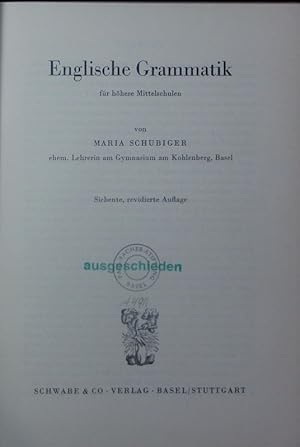 Bild des Verkufers fr Englische Grammatik fr hhere Mittelschulen. zum Verkauf von Antiquariat Bookfarm