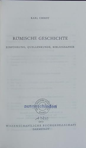 Bild des Verkufers fr Rmische Geschichte. zum Verkauf von Antiquariat Bookfarm