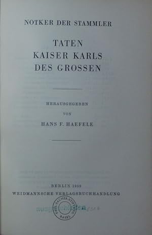 Bild des Verkufers fr Taten Kaiser Karls des Grossen. zum Verkauf von Antiquariat Bookfarm