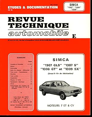 Revue technique automobile : Simca 1307 GLS, 1307 S, 1308 GT, 1309 SX