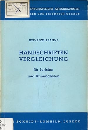 Image du vendeur pour Handschriftenvergleichung fr Juristen und Kriminalisten mis en vente par avelibro OHG