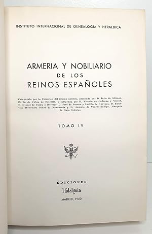 Immagine del venditore per ARMERA Y NOBILIARIO DE LOS REINOS ESPAOLES. Tomo IV venduto da Librera Antonio Castro