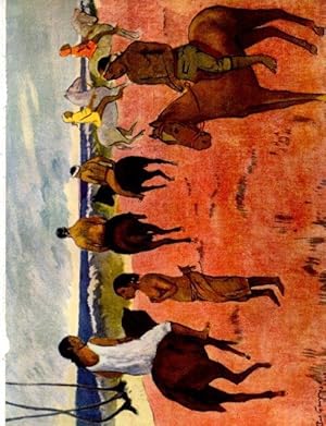 Image du vendeur pour LAMINA V19090: Hombres y mujeres a caballo en la playa por Gauguin mis en vente par EL BOLETIN