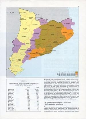 LAMINA V19837: Mapa de la densitat de poblacio a Catalunya 1950-1975