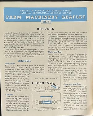 Imagen del vendedor de Farm Machinery Leaflet 2: BINDERS 1957 Ministry of Agriculture, Fisheries and Food a la venta por Shore Books