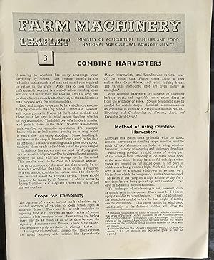 Imagen del vendedor de Farm Machinery Leaflet 3: COMBINE HARVESTERS. june 1951 Ministry of Agriculture, Fisheries and Food a la venta por Shore Books