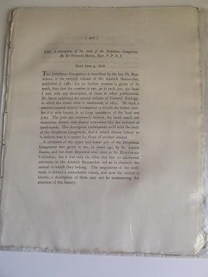 Imagen del vendedor de A description of the teeth of the Delphinus Gangeticus a la venta por McLaren Books Ltd., ABA(associate), PBFA