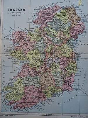 Ireland by itself 1895 attractive Johnston color map