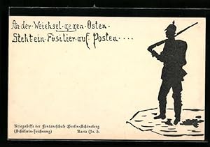 Bild des Verkufers fr Knstler-Ansichtskarte An der Weichsel gegen Osten Steht ein Fsilier auf Posten zum Verkauf von Bartko-Reher