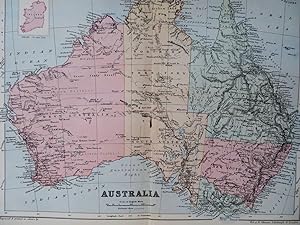 Australia continent by itself 1895 A.K. Johnston scarce color map