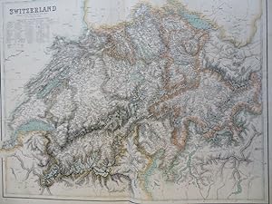 Switzerland w/ mountains named & heights c. 1855-60 Fullarton religious map