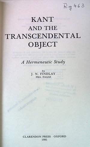 Immagine del venditore per Kant and the transcendental objects : A hermeneutic Study. venduto da books4less (Versandantiquariat Petra Gros GmbH & Co. KG)