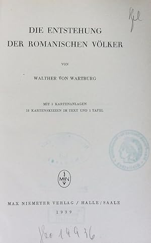 Bild des Verkufers fr Entstehung der romanischen Vlker. zum Verkauf von Antiquariat Bookfarm