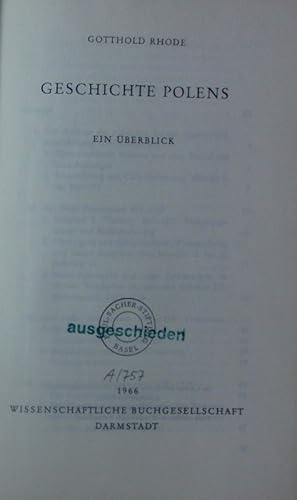 Bild des Verkufers fr Geschichte Polens. zum Verkauf von Antiquariat Bookfarm