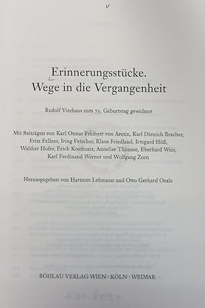 Bild des Verkufers fr Erinnerungsstcke : Wege in die Vergangenheit ; Rudolf Vierhaus zum 75. Geburtstag gewidmet. zum Verkauf von Antiquariat Bookfarm